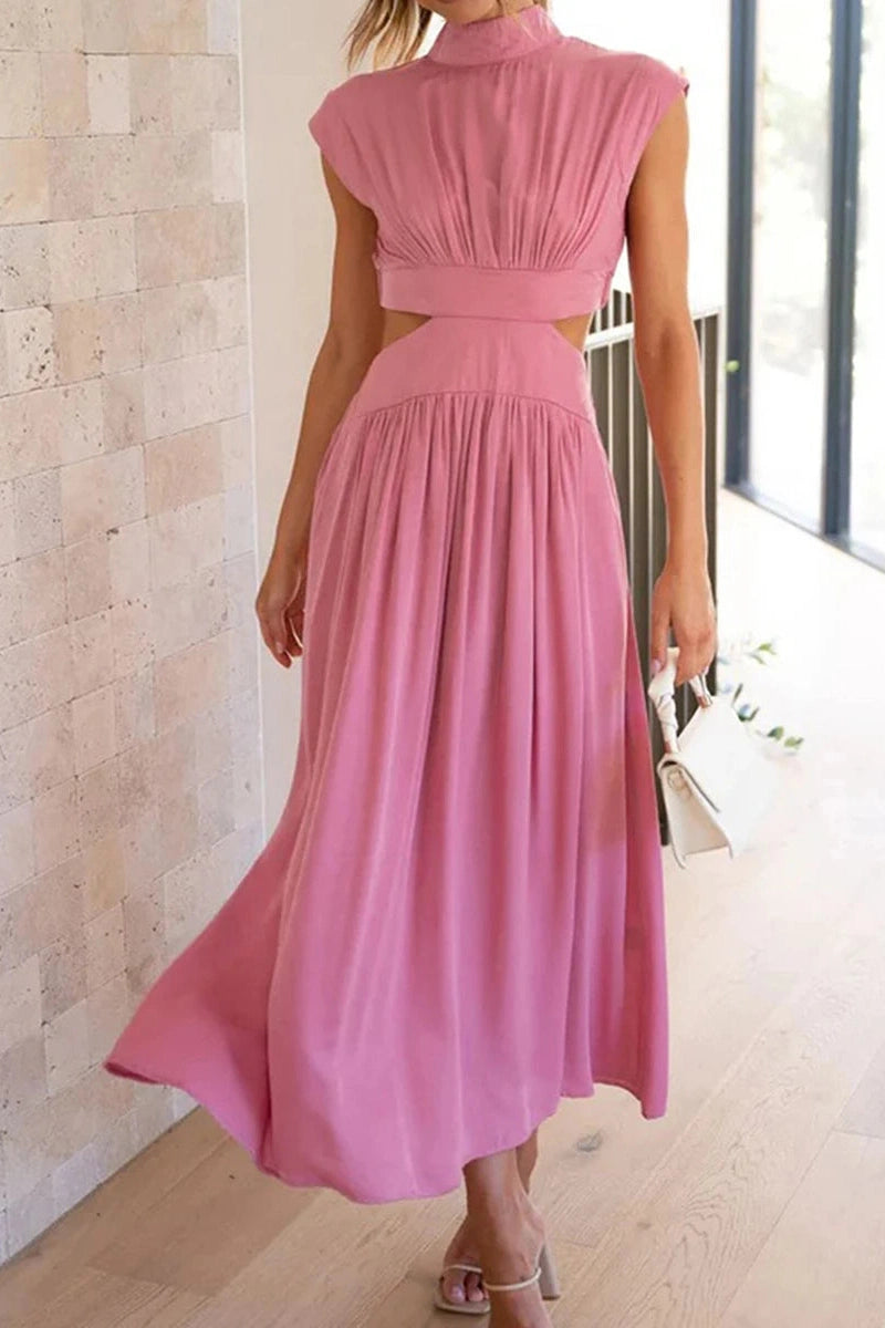 Glorol - Hollow-Out Sleeveless Loose Maxi Dress