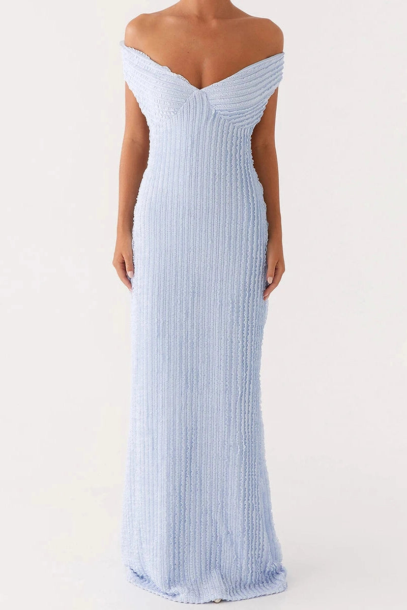 Glorol - Bodycon Off-Shoulder Slim Fit Maxi Dress
