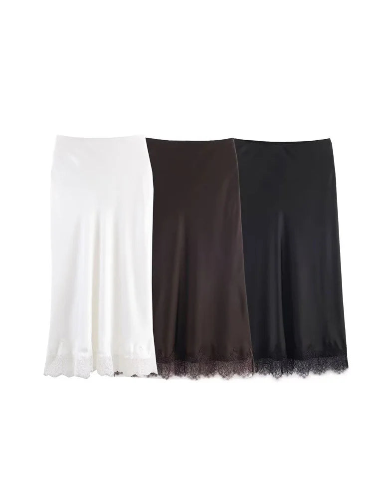 Glorol - High Waist Printed Lace Skirt