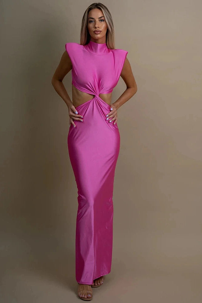 Glorol - Hollow Out Sleeveless Bodycon Maxi Dress