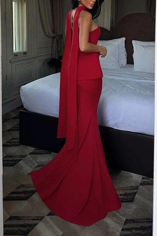 Glorol - Elegant Off-Shoulder Fit Maxi Dress
