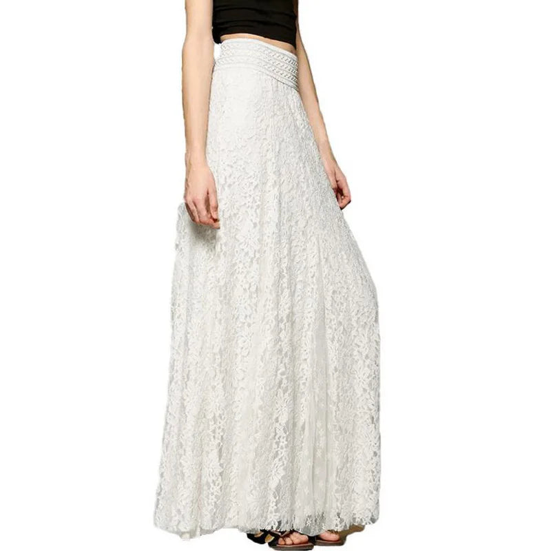 Glorol - High-waisted Lace Micro-elastic Embroidered Skirt