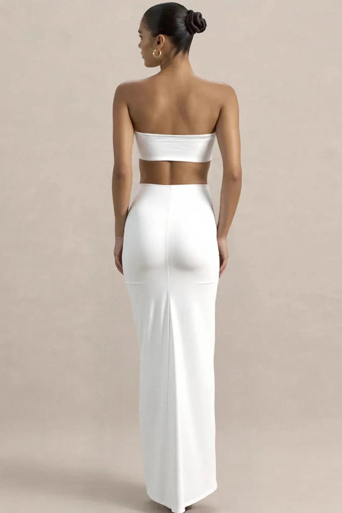 Glorol - Off-Shoulder Strapless Sleeveless Backless Bodycon Maxi Dress