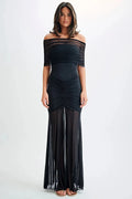 Glorol - Off-shoulder Strapless Sleeveless Backless Maxi Dress