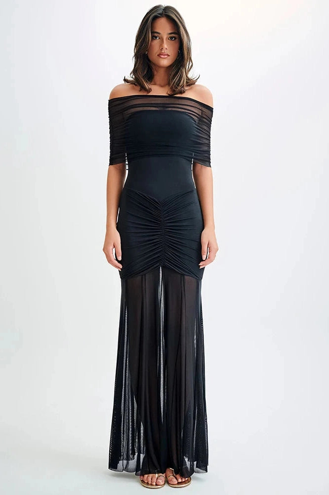Glorol - Off-shoulder Strapless Sleeveless Backless Maxi Dress