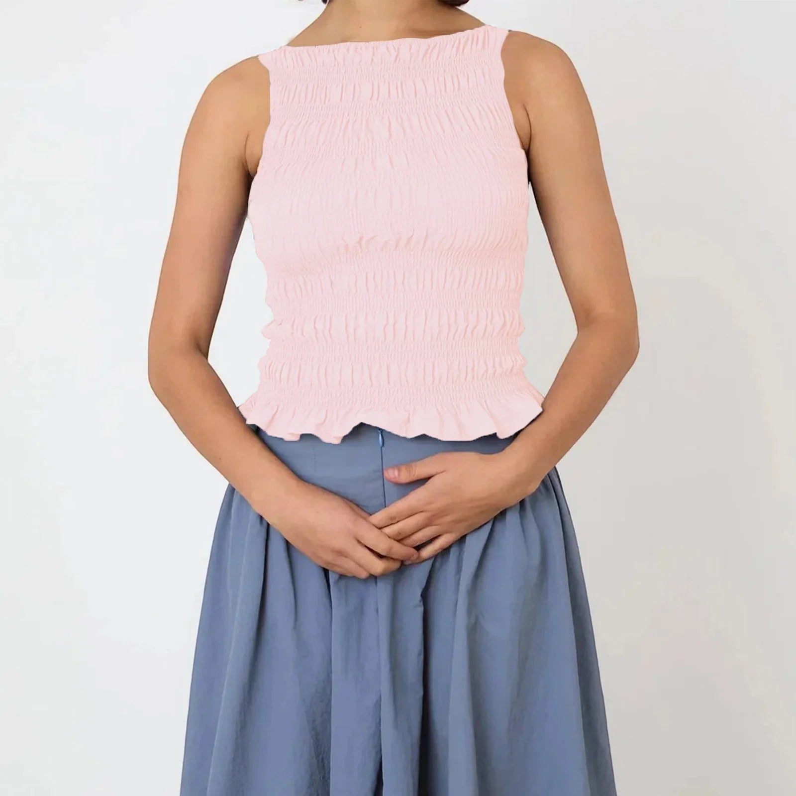 Glorol - Plaid Sleeveless Slim Fit Top
