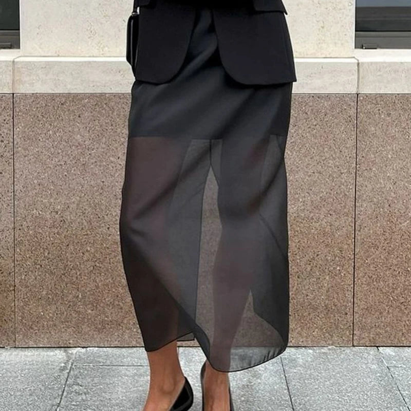 Glorol - High Waist Double-Layer Slit Hip Skirt
