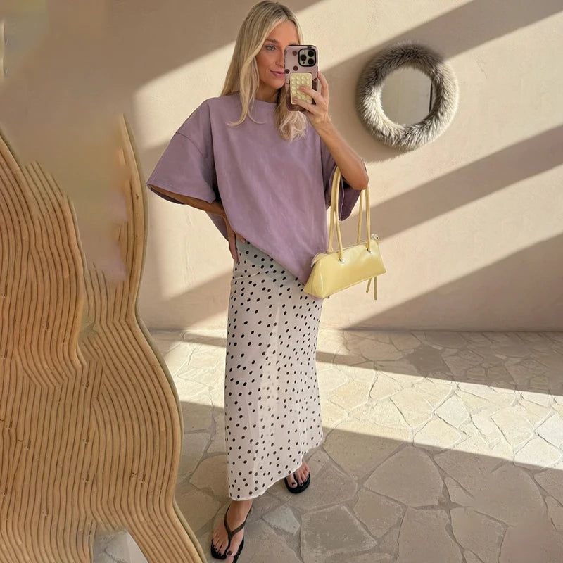 Glorol - High Waist See-Through Polka Dot Side Zipper Skirt