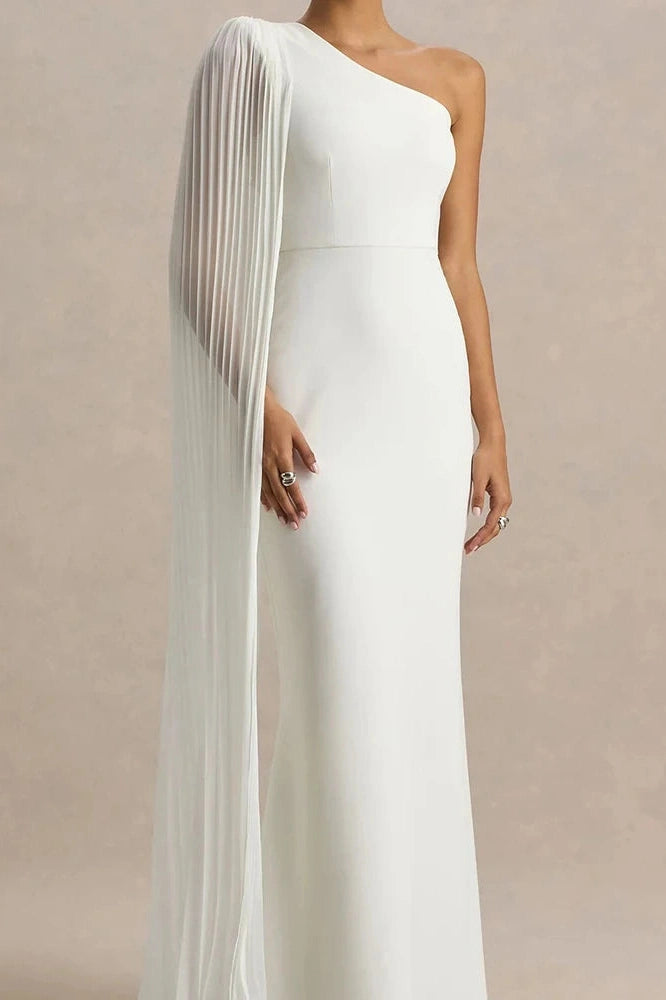 Glorol - Elegant High Waist Sleeveless Slash Collar Slim Maxi Dress