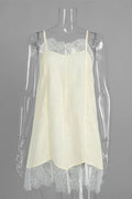 Glorol - Lace Printed Patchwork See-Through Mini Dress
