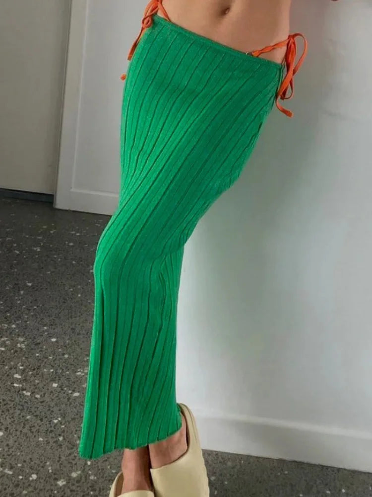 Glorol - Dropped Waist See Through Cover-Up Skirt