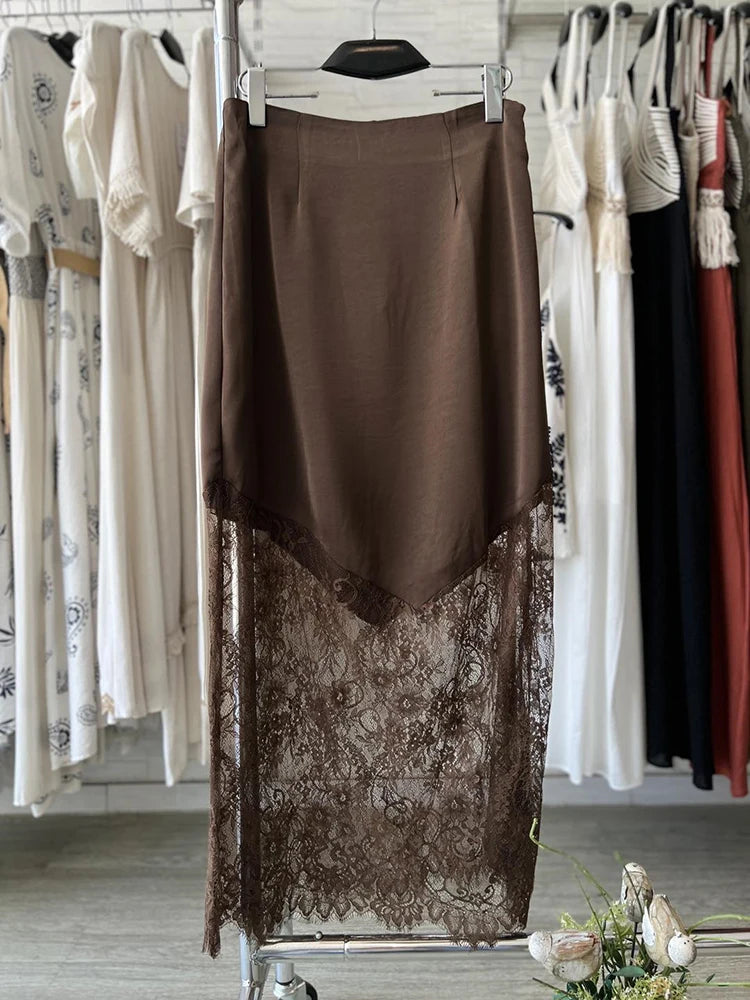 Glorol - Lace Splicing Hollowing Out Skirt