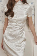 Glorol - Printed Short Sleeve Patchwork Slim Mini Dress