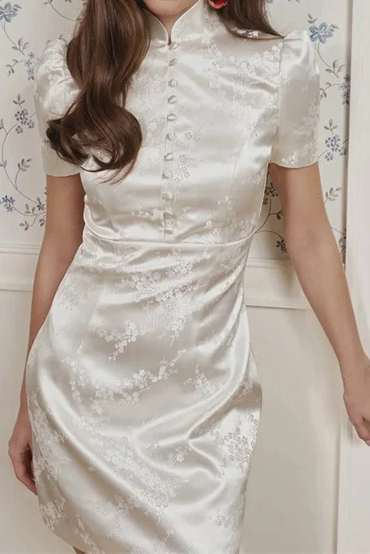 Glorol - Printed Short Sleeve Patchwork Slim Mini Dress