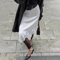 Glorol - High Waist Irregular Lace Splice Skirt