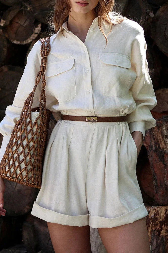 Glorol - Patchwork Lace-Up High Waist Jumpsuit