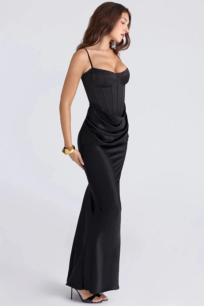 Glorol - Spaghetti Strap Backless Sleeveless High Waist Maxi Dress