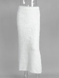 Glorol - Elegant High Waist Fur Feather Skirt