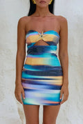 Glorol - Hollow Out Sleeveless High Waist Off Shoulder Mini Dress