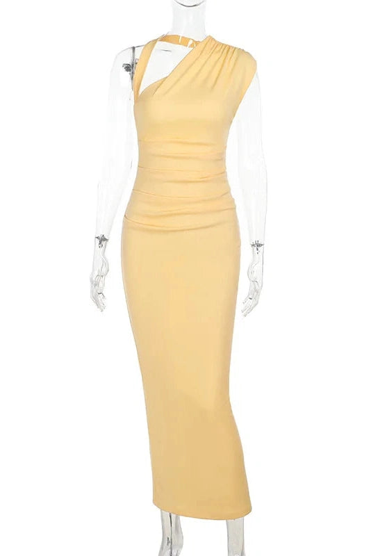 Glorol - Elegant Backless Bodycon Slit Maxi Dress