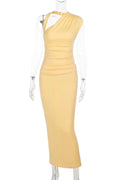 Glorol - Elegant Backless Bodycon Slit Maxi Dress