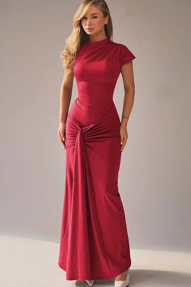 Glorol - O-Neck Sleeveless Bodycon Lace-up Maxi Dress