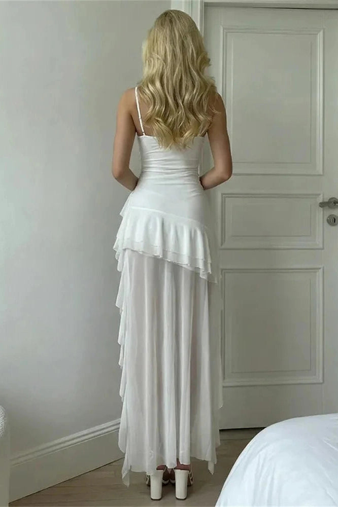 Glorol - See-Through Backless High Waist Maxi Dress