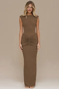 Glorol - Sleeveless O Neck High Waist Bodycon Maxi Dress