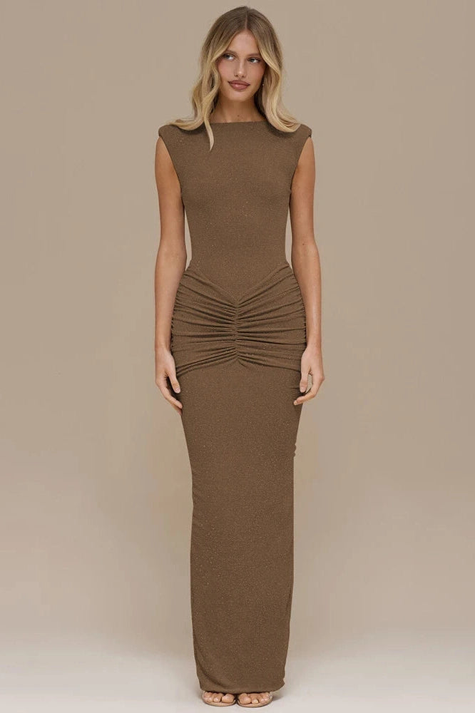 Glorol - Sleeveless O Neck High Waist Bodycon Maxi Dress
