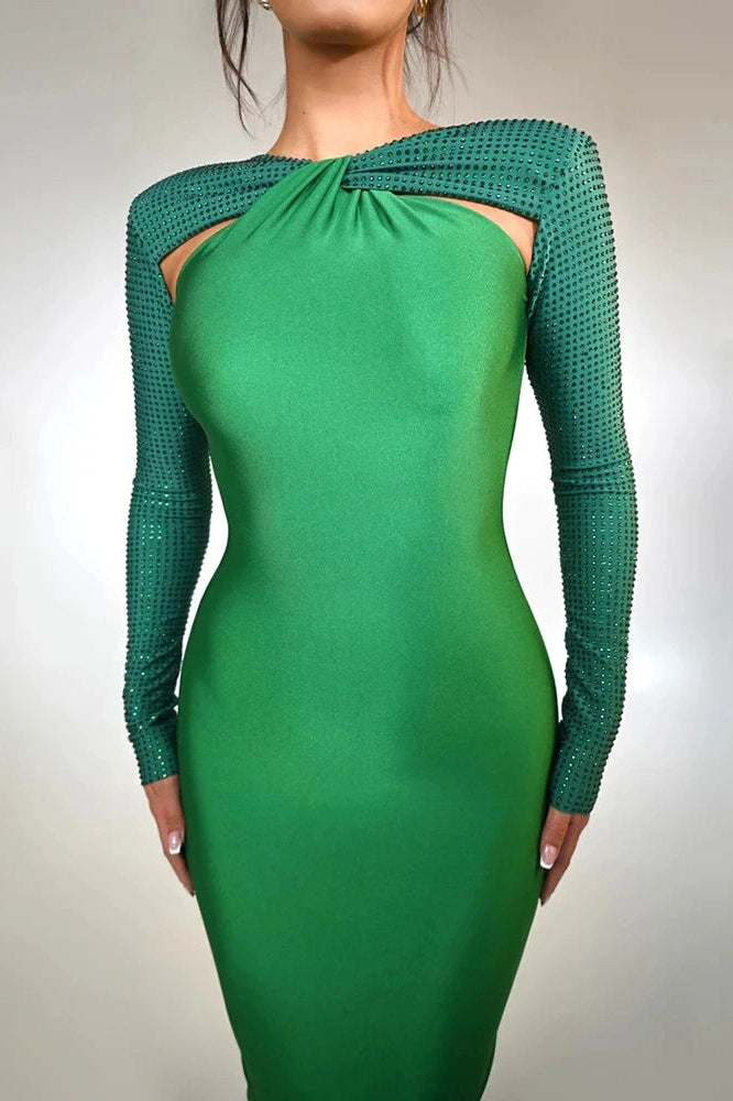 Glorol - Hollow Out Long Sleeve Bodycon Maxi Dress