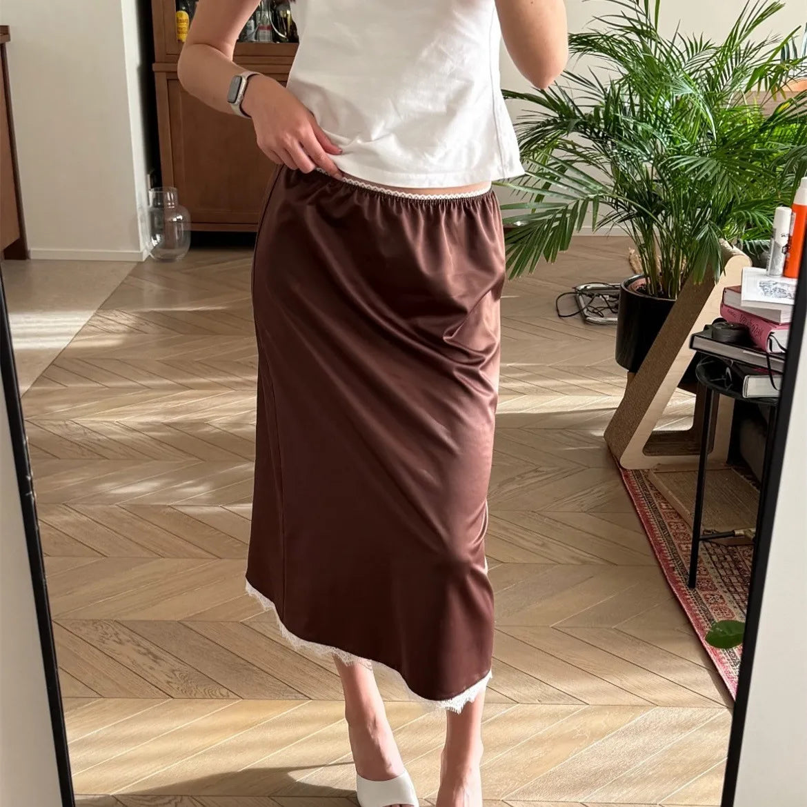Glorol - Elegant Lace Low Waisted Patchwork Skirt