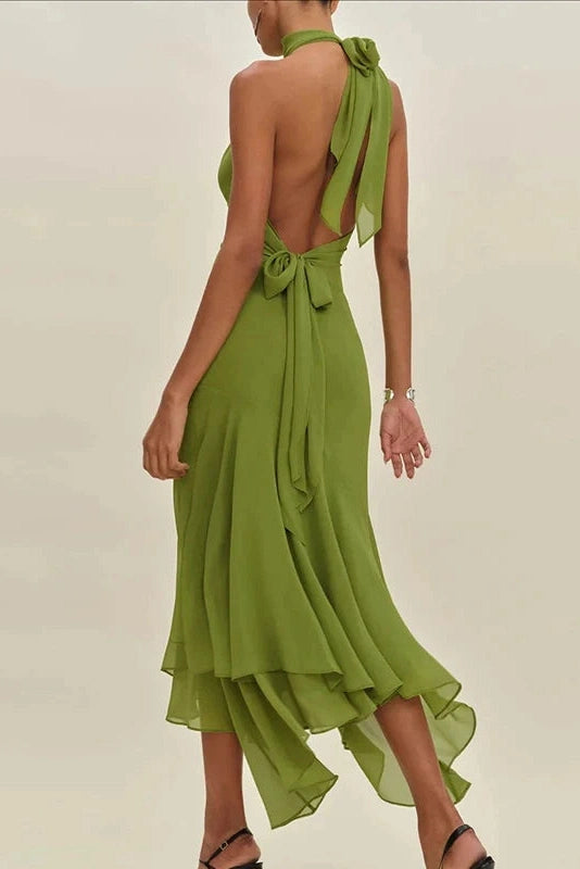 Glorol - Elegant Hollow Out Sleeveless Slim  Backless Maxi Dress