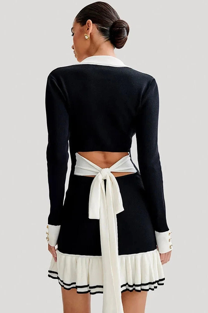 Glorol - Elegant Backless Lace-Up Mini Dress