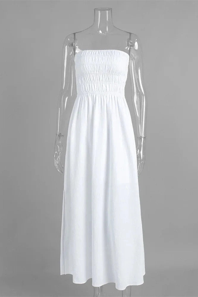 Glorol - Backless Patchwork High Waist Maxi Dress