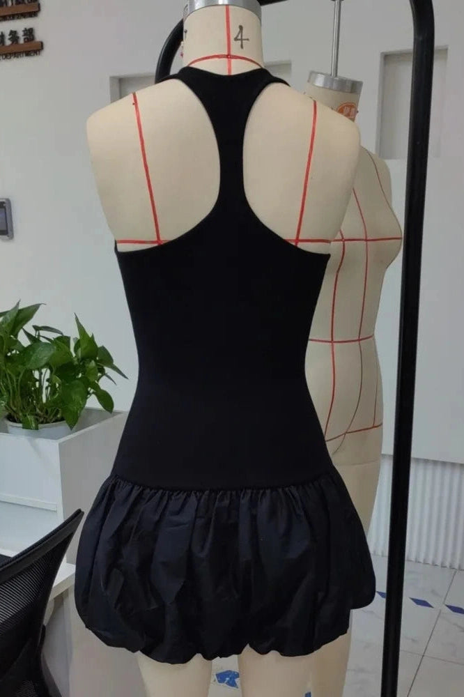 Glorol - Sleeveless Round Neck High Waist Backless A-line Mini Dress
