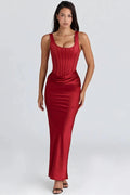 Glorol - Backless Square Collar Sleeveless High Waist Bodycon Maxi Dress