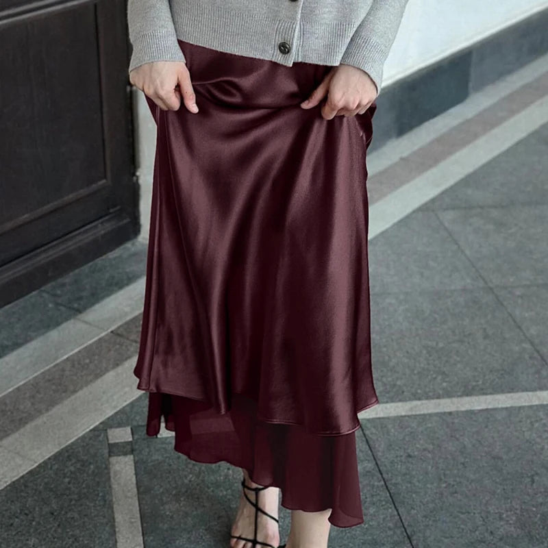 Glorol - High Waist Double-Layer Splicing Skirt
