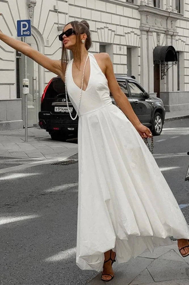 Glorol - Elegant Sleeveless A-Line Bodycon Maxi Dress