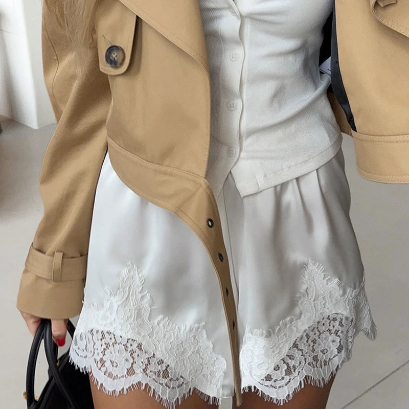 Glorol - High Waist Loose Lace Skirt