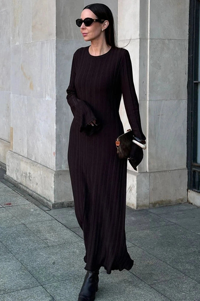Glorol - Elegant Knitted High Waist Bodycon Maxi Dress