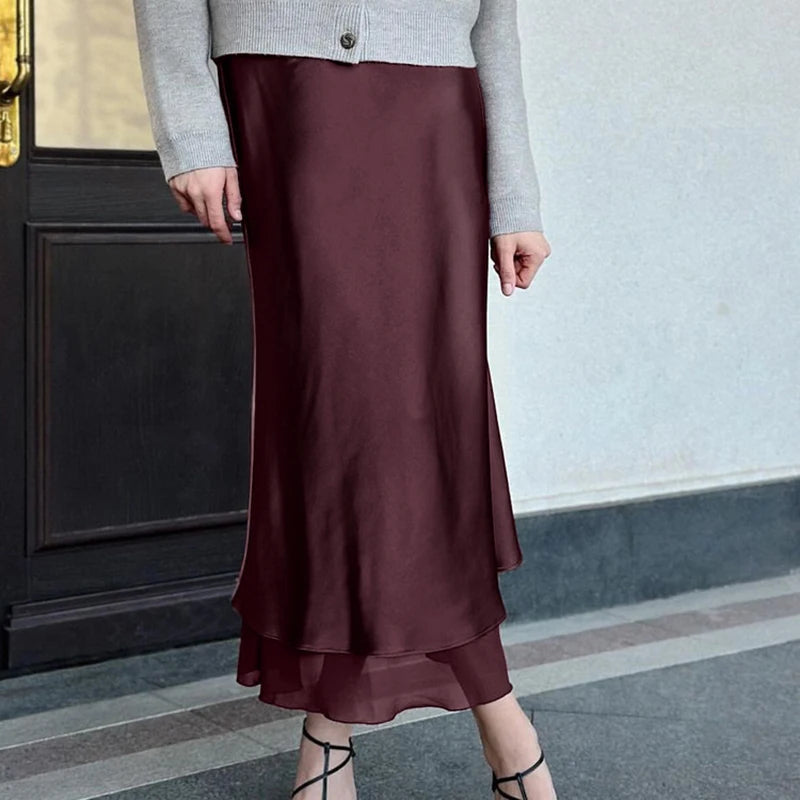 Glorol - High Waist Double-Layer Splicing Skirt
