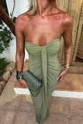 Glorol - Off-Shoulder Strapless Sleeveless Backless Bodycon Maxi Dress