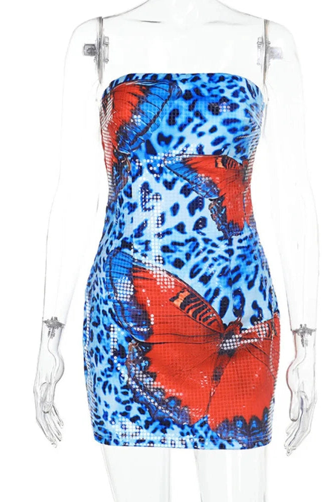 Glorol - Off-Shoulder Strapless Sleeveless Backless Mini Dress
