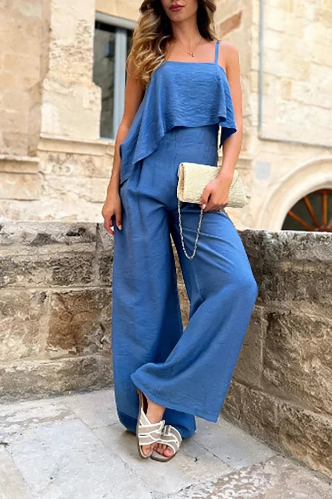 Glorol - Elegant Sleeveless Wide Leg Jumpsuit