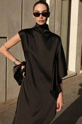 Glorol - Elegant Sleeveless Turtleneck Irregular Maxi Dress