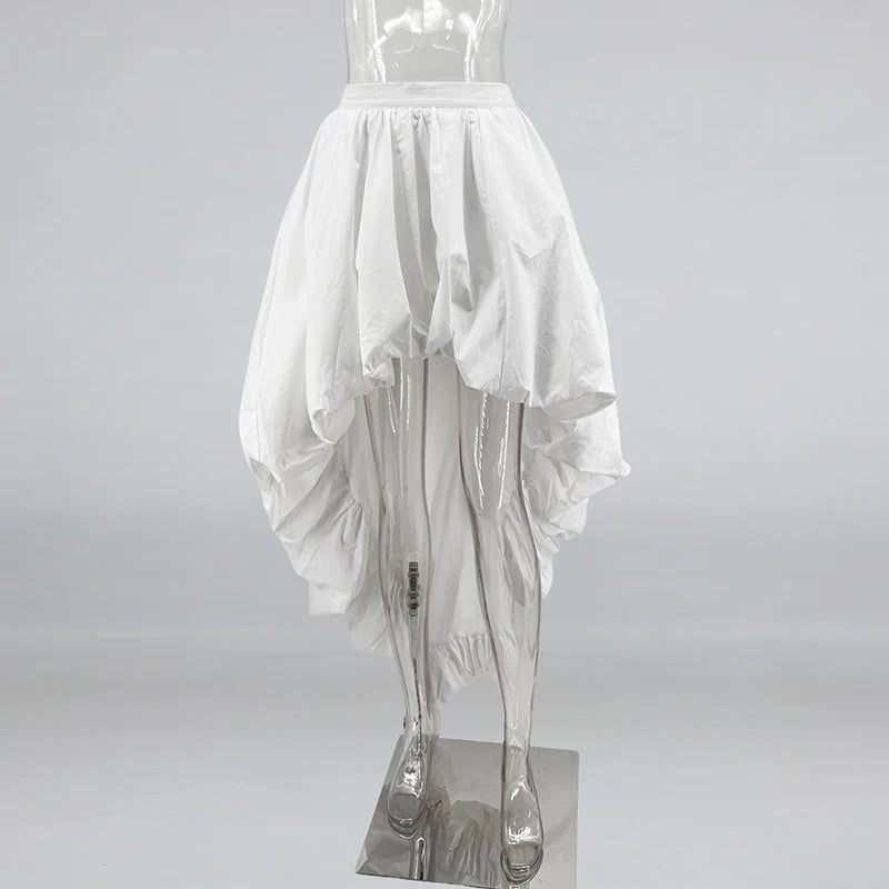 Glorol - High Waist Irregular Cotton Bud Skirt