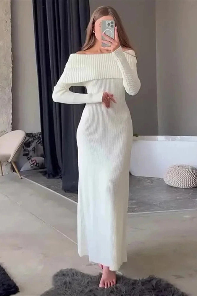 Glorol - Off-Shoulder High Waist Maxi Dress