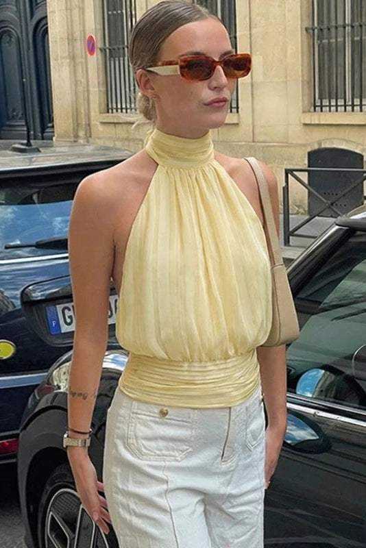Glorol - Backless Lace-Up Loose Sleeveless Top