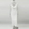 Glorol - Hollow Out Patchwork Backless Sleeveless Maxi Dress