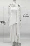 Glorol - Elegant Strapless Slit Sleeveless Mesh Maxi Dress